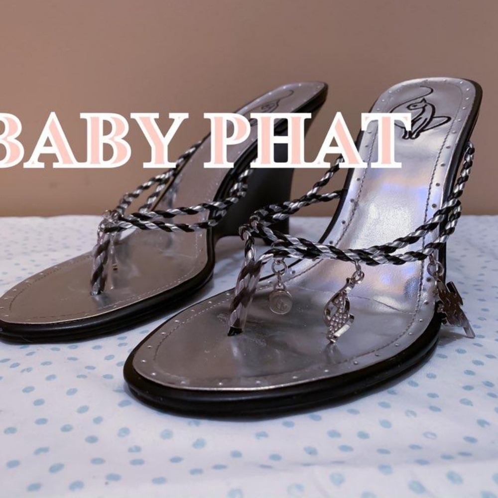 Silver Black wedge sandal